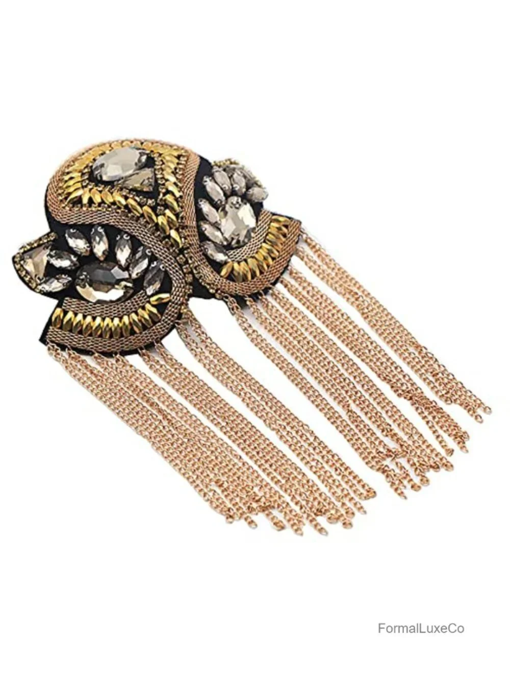 Crystal Rhinestone Shoulder Epaulettes Brooch Pins Pair for Women Dress
